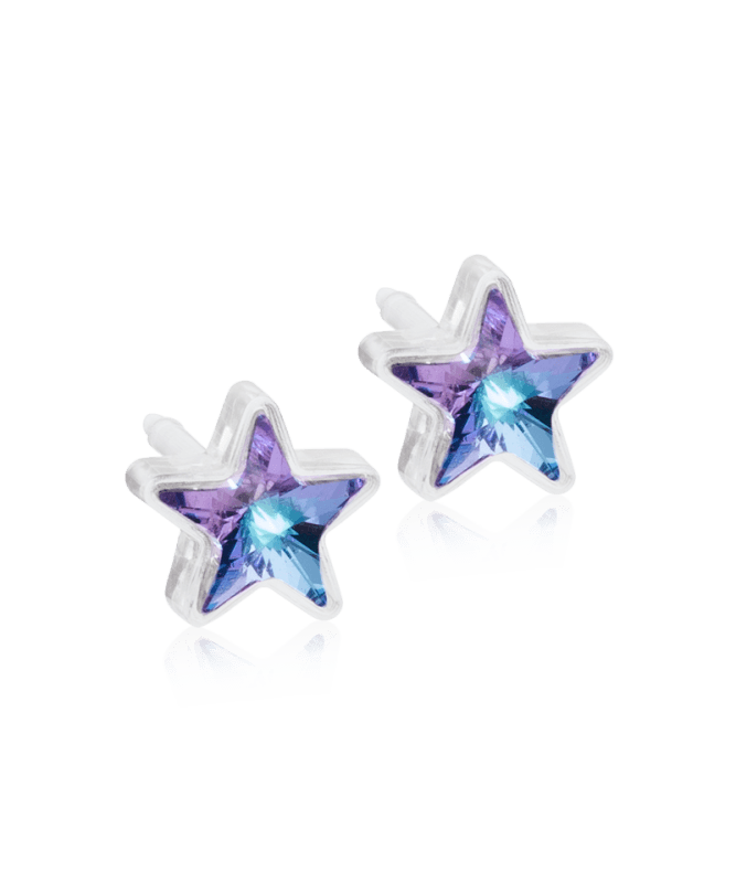 Oorbellen Blomdahl medical plastic sterretjes – Lilac Shimmer 6 mm