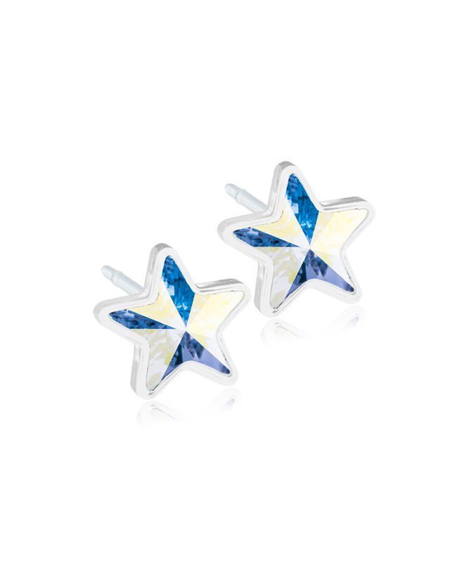 Oorbellen Blomdahl medical plastic sterretjes rainbow (incl. achterkantjes)
