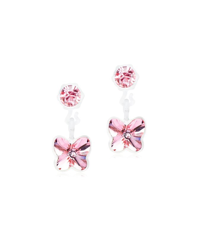 Oorbellen Blomdahl medical plastic vlinder hangend licht roze (incl. achterkantjes)