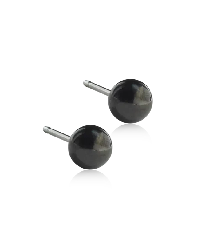 Oorbellen Blomdahl titanium bolletje zwart 5 mm.(incl. achterkantjes) - Staartjes en Strikjes