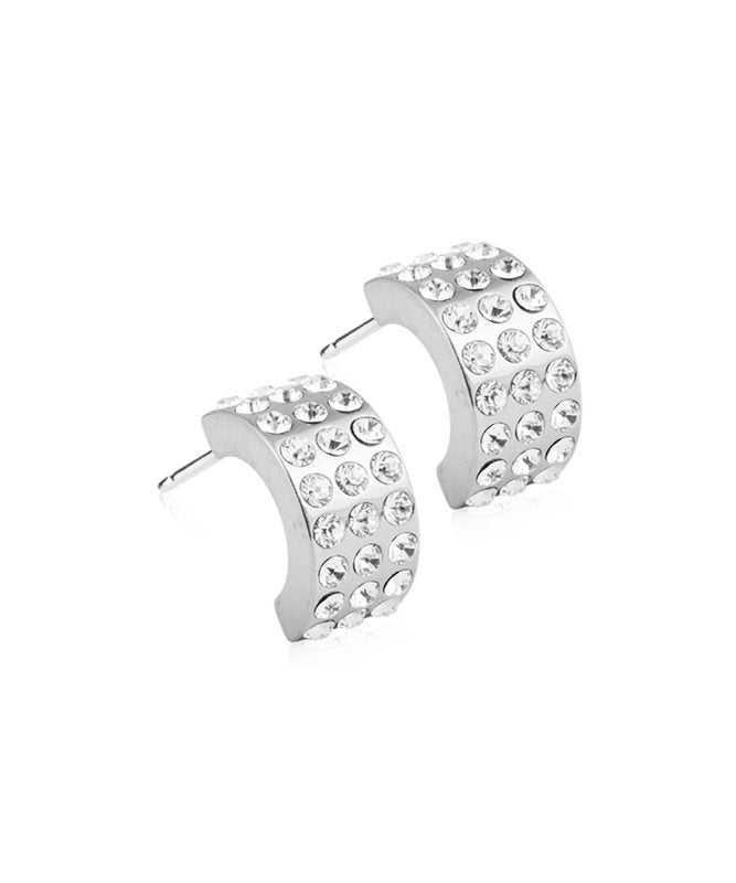 Oorbellen Blomdahl titanium boog 10 mm. met crystal (incl. achterkantjes)