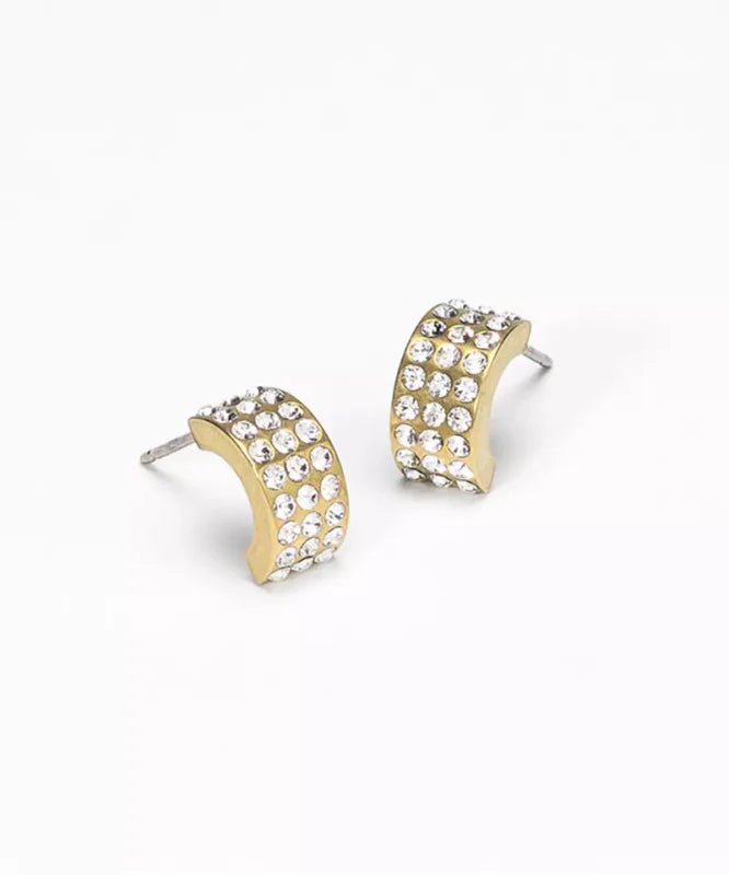 Oorbellen Blomdahl titanium boogje goudkleurig crystal - 10 mm