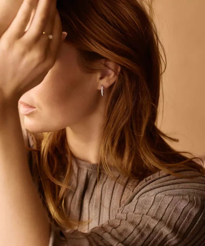 Oorbellen Blomdahl titanium boogje met crystal steentjes (incl. achterkantjes)