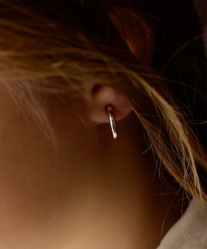 Oorbellen Blomdahl titanium boogje zilverkleurig 15 mm (incl. achterkantjes)