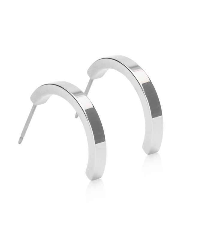 Oorbellen Blomdahl titanium boogje zilverkleurig 20 mm. (incl. achterkantjes)
