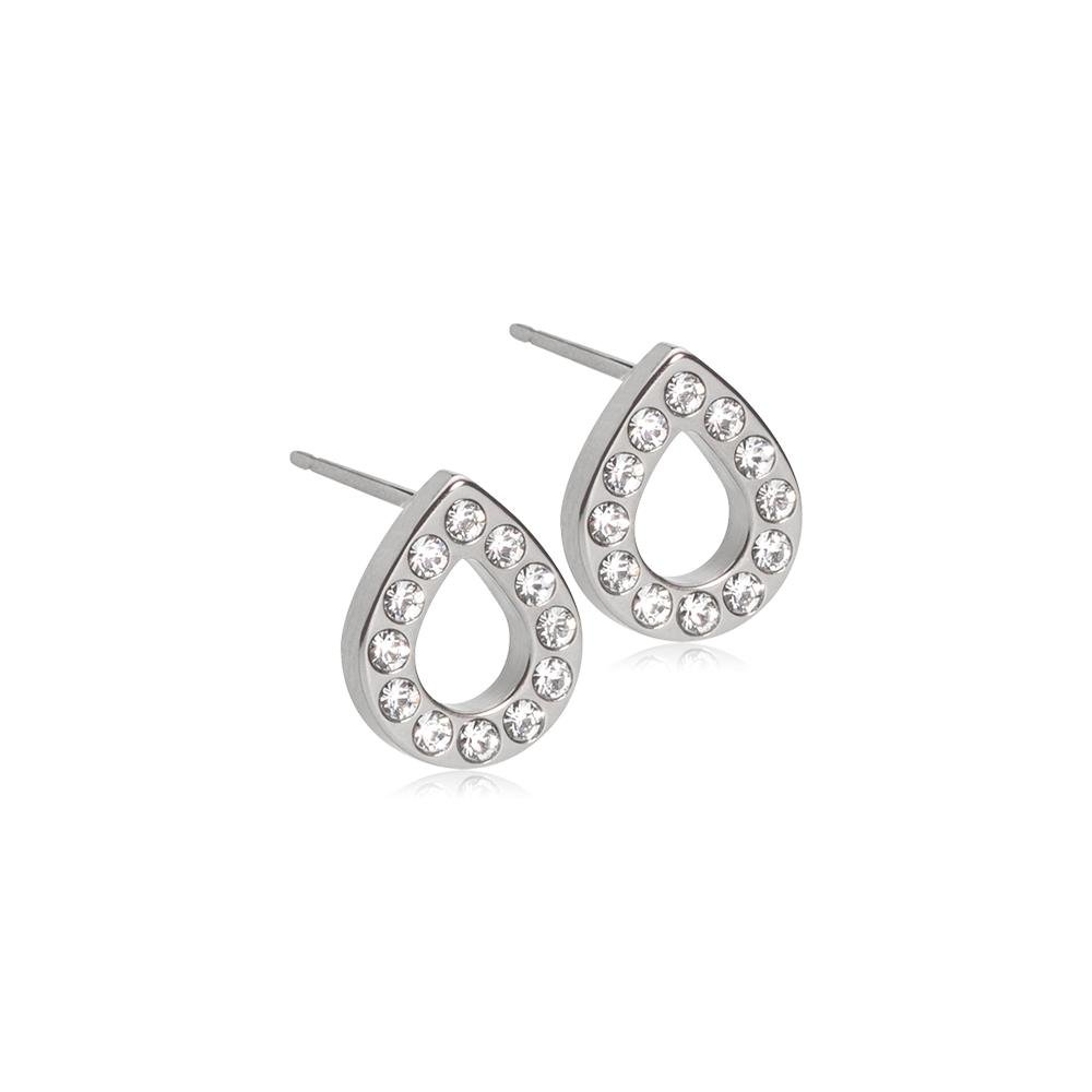 Oorbellen Blomdahl titanium drop Swarovski crystal 10 mm. - Staartjes en Strikjes