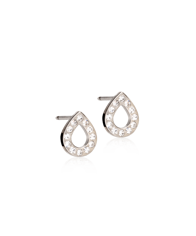 Oorbellen Blomdahl titanium druppelvorm met kristalletjes – 8 mm