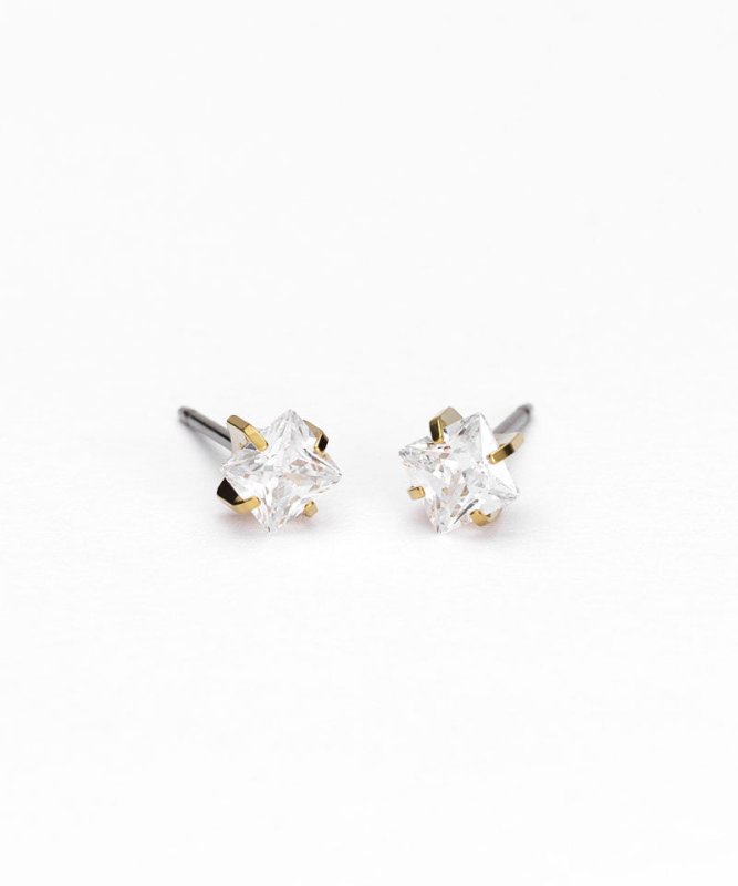 Oorbellen Blomdahl titanium goudkleurig knopje 5 mm. zirconiasteentje
