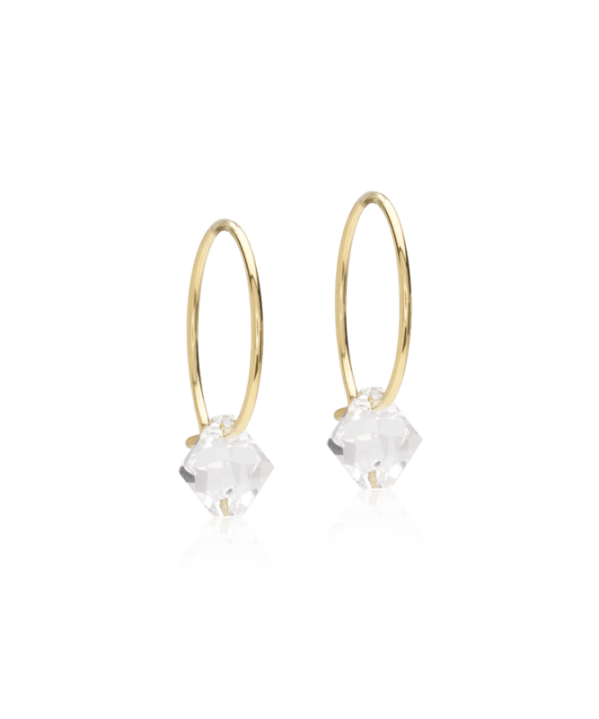Oorbellen Blomdahl titanium goudkleurige oorringen 14 mm. bicone crystal