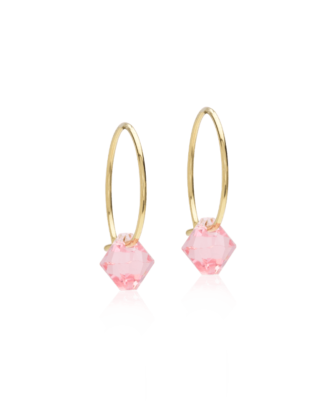 Oorbellen Blomdahl titanium goudkleurige oorringen 14 mm. bicone lichtroze