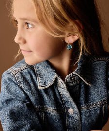 Oorbellen Blomdahl titanium goudkleurige oorringen – 14 mm kristallen hartje aqua marine