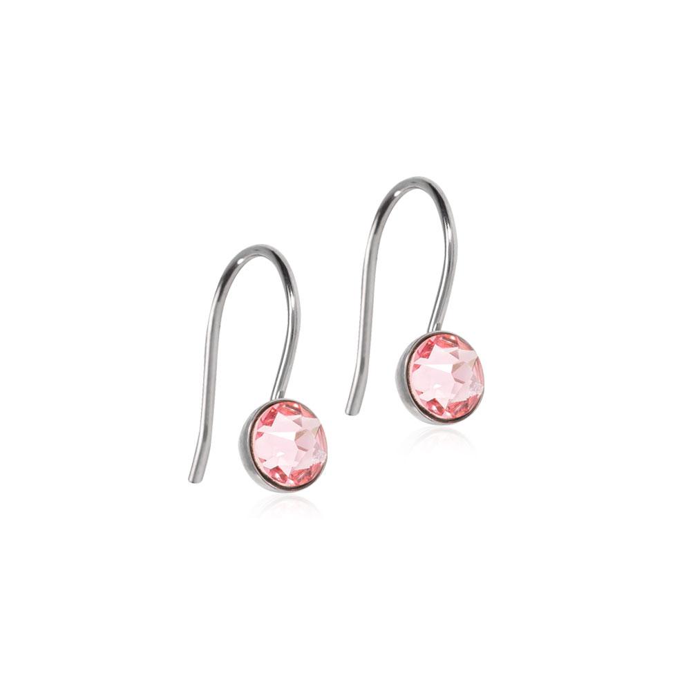 Oorbellen Blomdahl titanium hanger Swarovski kristal licht roze - Staartjes en Strikjes