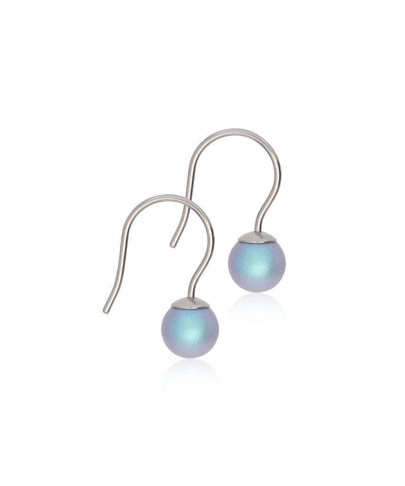 Oorbellen Blomdahl titanium hangertje parel rainbow shimmer - 6 mm.