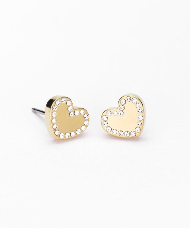 Oorbellen Blomdahl titanium hartje goudkleurig crystal 8 mm. (incl. achterkantjes) - Staartjes en Strikjes