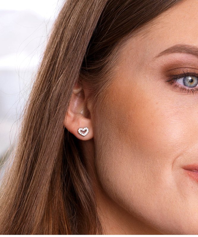 Oorbellen Blomdahl titanium hartje met crystal (incl. achterkantjes) - Staartjes en Strikjes