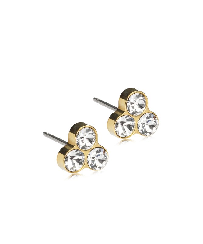 Oorbellen Blomdahl titanium klavertje 8 mm. goudkleurig (incl. achterkantjes) - Staartjes en Strikjes