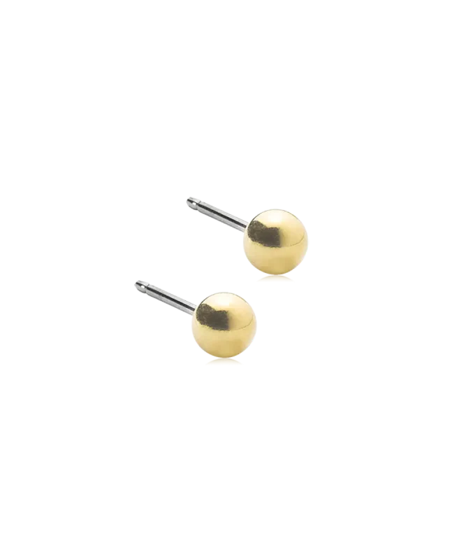 Oorbellen Blomdahl titanium knopje 4 mm. goudkleurig (incl. achterkantjes) - Staartjes en Strikjes