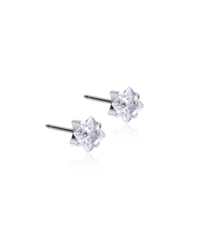 Oorbellen Blomdahl titanium knopje 5 mm. zirconiasteentje