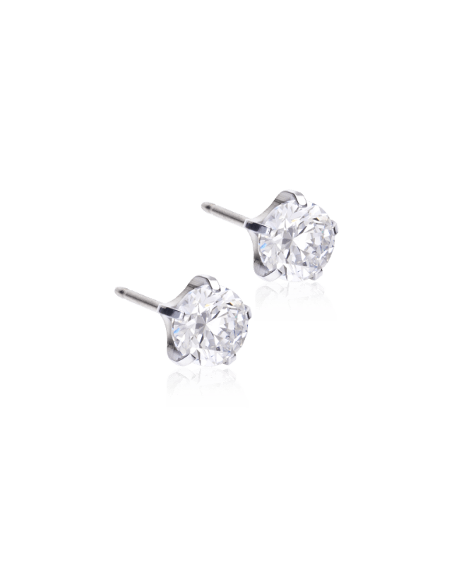 Oorbellen Blomdahl titanium knopje 6 mm. zirconiasteentje