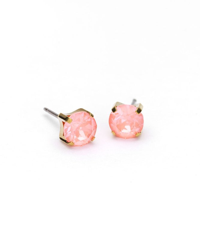Oorbellen Blomdahl titanium knopje 7 mm. zirconiasteentje koraal (incl. achterkantjes)