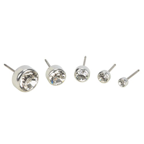 Oorbellen Blomdahl titanium knopje crystal 5 mm. (incl. vlindersluiting) - Staartjes en Strikjes