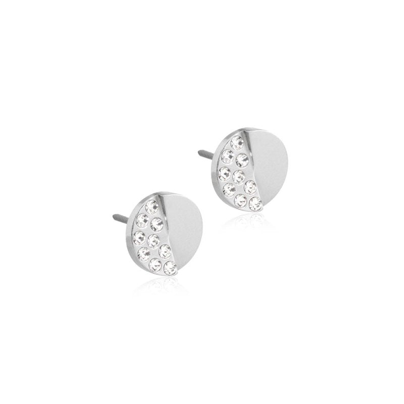 Oorbellen Blomdahl titanium knopje split crystal 8 mm. (incl. achterkantjes) - Staartjes en Strikjes