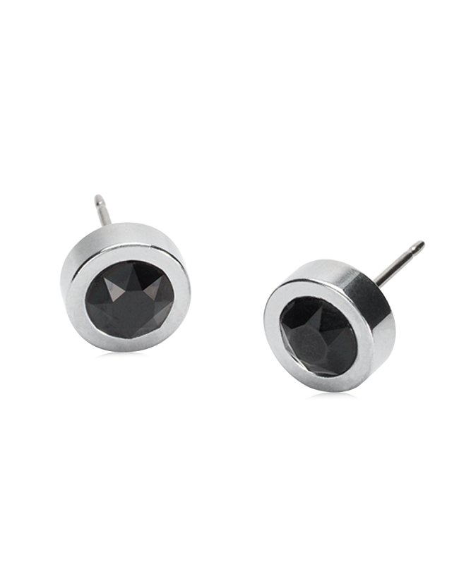 Oorbellen Blomdahl titanium knopje zwart crystal 8 mm. (incl. achterkantjes) - Staartjes en Strikjes