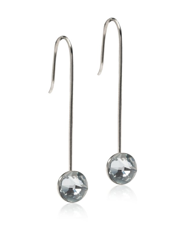 Oorbellen Blomdahl titanium lange hanger black diamond 8 mm. (incl. achterkantjes)