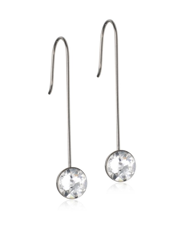 Oorbellen Blomdahl titanium lange hanger crystal 8 mm. (incl. achterkantjes) - Staartjes en Strikjes