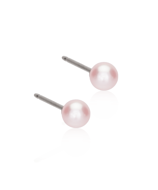 Oorbellen Blomdahl titanium met parel – lichtroze 4 mm