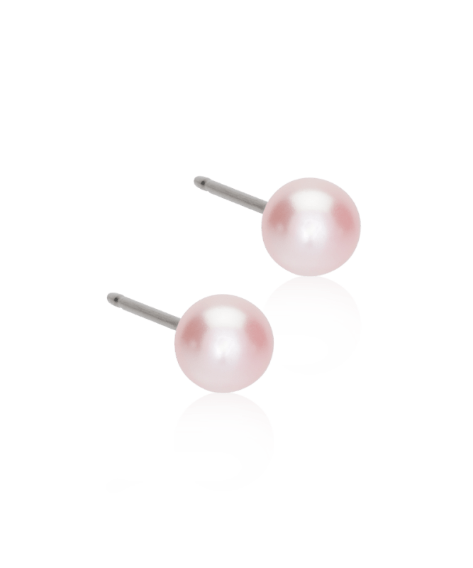 Oorbellen Blomdahl titanium met parel – lichtroze 5 mm