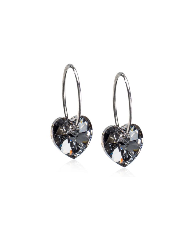 Oorbellen Blomdahl titanium oorringen 14 mm. kristal hartje black diamond - Staartjes en Strikjes