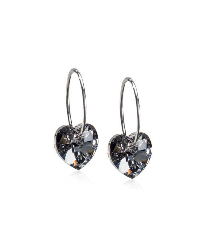 Oorbellen Blomdahl titanium oorringen 14 mm. kristal hartje black diamond