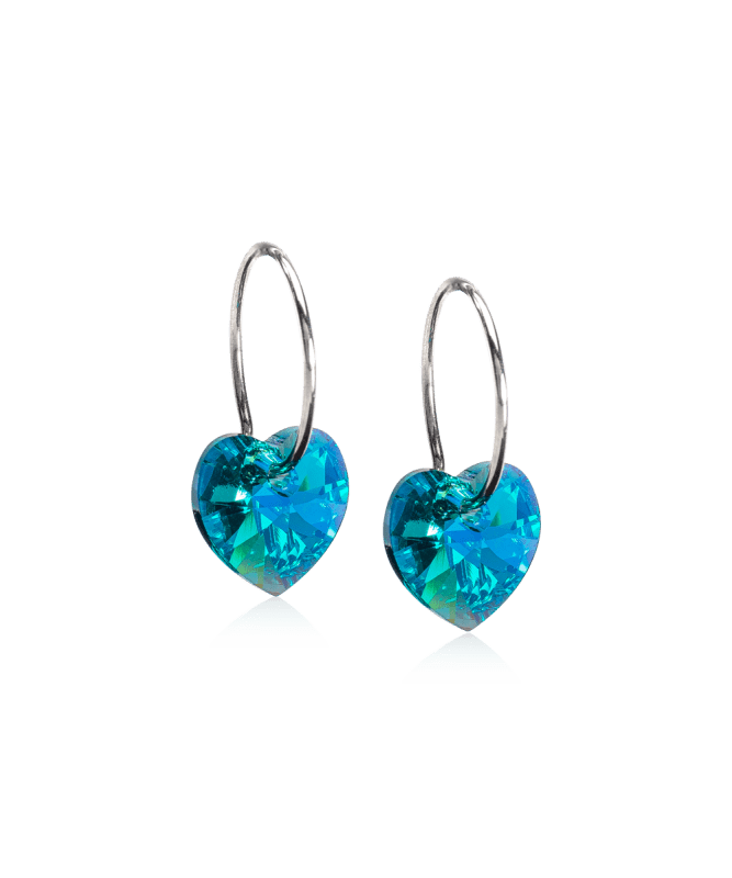 Oorbellen Blomdahl titanium oorringen – 14 mm met turquoise kristalhartje