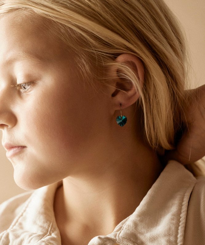 Oorbellen Blomdahl titanium oorringen – 14 mm met turquoise kristalhartje