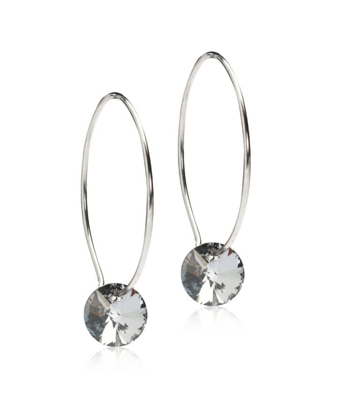 Oorbellen Blomdahl titanium oorringen 25 mm. black diamond crystal