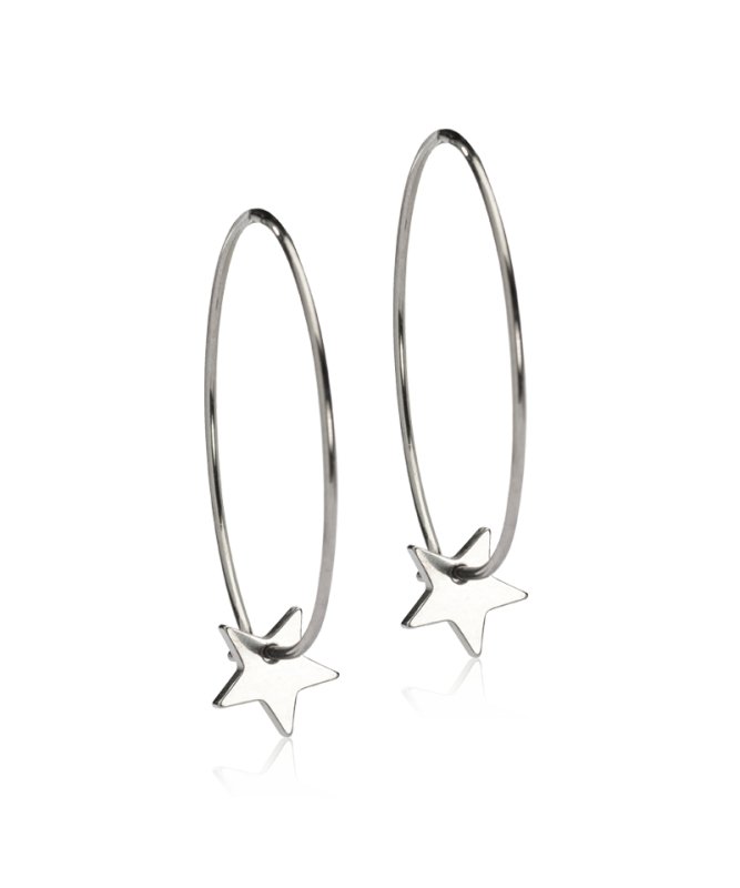 Oorbellen Blomdahl titanium oorringen 25 mm. met ster - Staartjes en Strikjes