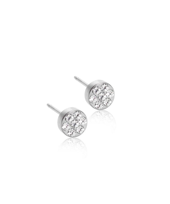 Oorbellen Blomdahl titanium rondje met crystal