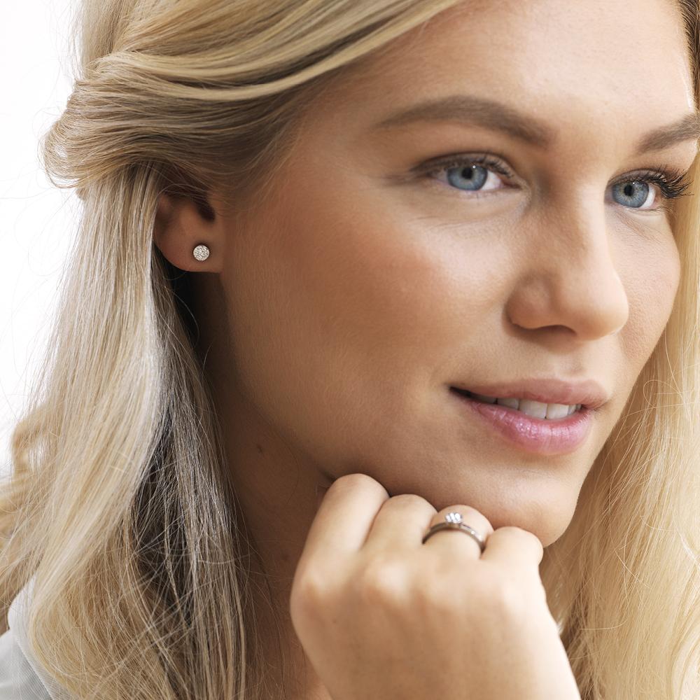 Oorbellen Blomdahl titanium rondje met crystal (incl. achterkantjes)