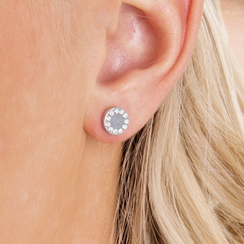 Oorbellen Blomdahl titanium rondje met crystal (incl. achterkantjes) - Staartjes en Strikjes