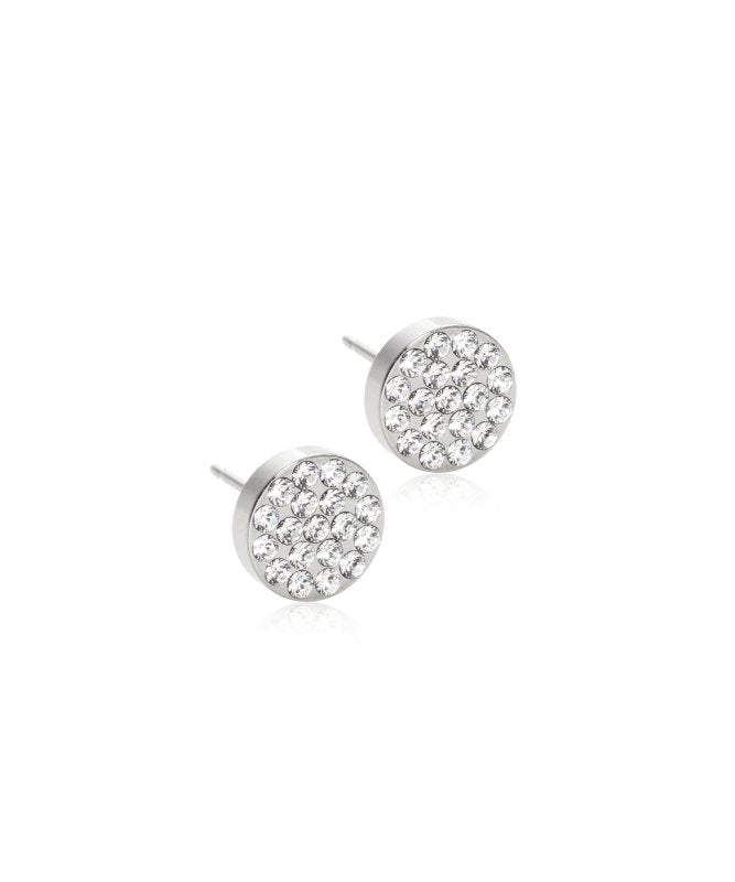 Oorbellen Blomdahl titanium rondje met crystal (incl. achterkantjes)