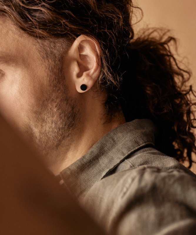 Oorbellen Blomdahl titanium rondje zwart 8 mm. (incl. achterkantjes)