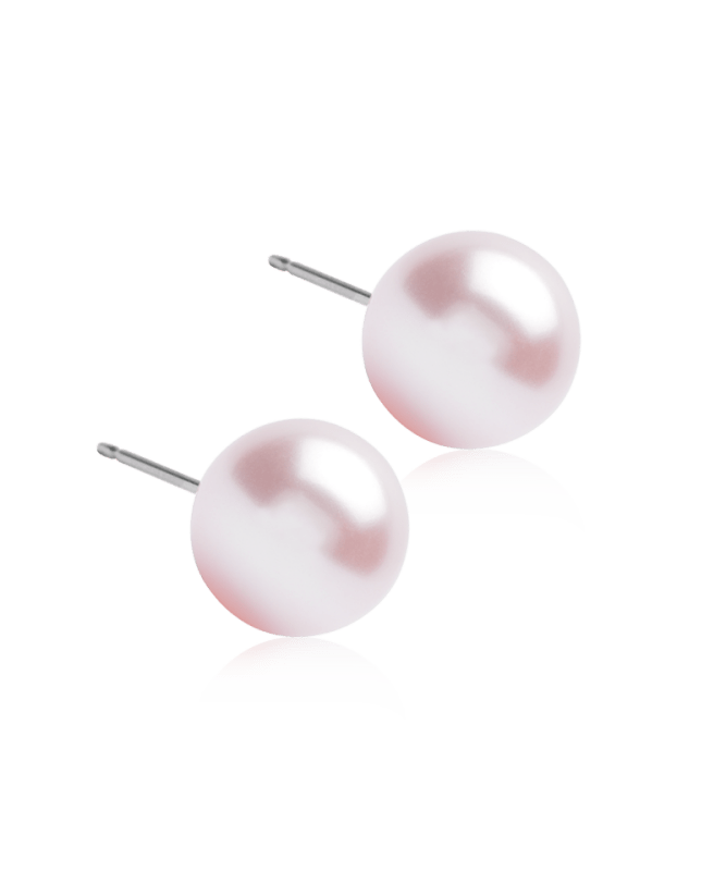 Oorbellen Blomdahl titanium roze parel 10 mm.
