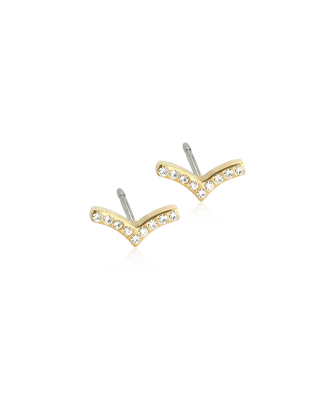 Oorbellen Blomdahl titanium wing crystal 8 mm. goldplated (incl. achterkantjes) - Staartjes en Strikjes