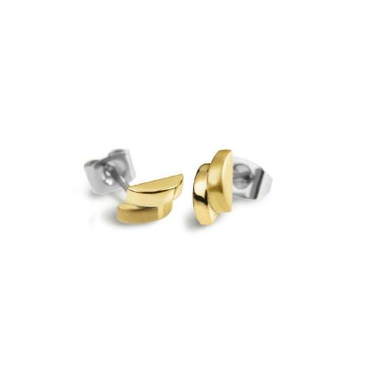 Titanium oorbellen Boccia goudkleurig mat/glans - Staartjes en Strikjes
