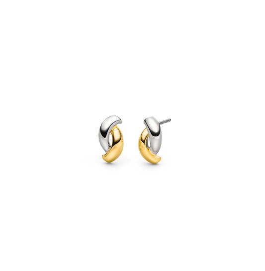 Titanium oorbellen Boccia goud/zilverkleurig twist - Staartjes en Strikjes