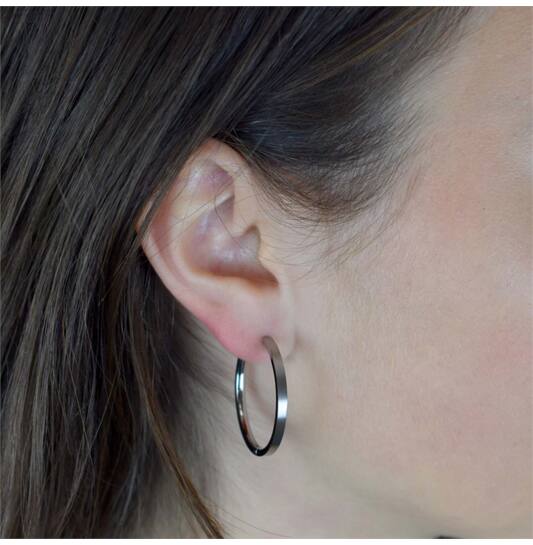 Titanium oorbellen Boccia oorringen 32 mm. - Staartjes en Strikjes