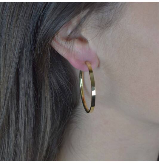 Titanium oorbellen Boccia oorringen goudkleurig 40 mm. - Staartjes en Strikjes