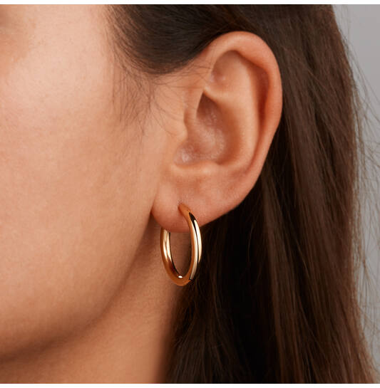 Titanium oorbellen Boccia oorringen goudkleurig rond 23 mm. - Staartjes en Strikjes