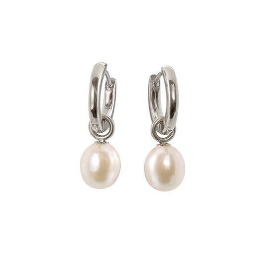 Titanium oorbellen Boccia oorringen met zoetwater pareltje 12 mm. - Staartjes en Strikjes